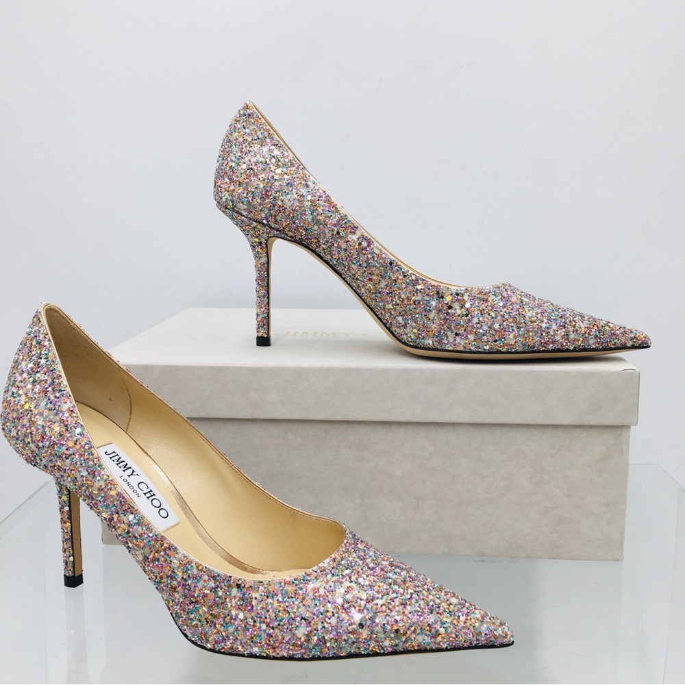 Jimmy Choo LOVE 85 MOCHI Luminous Glitter Fabric Women’s Pump